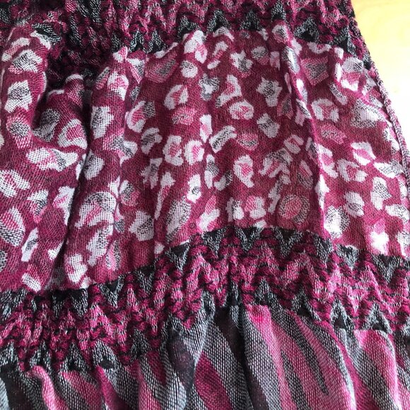 Animal Cheetah Zebra Chevron Ruched Wrap Fringe Scarf - Picture 3 of 4